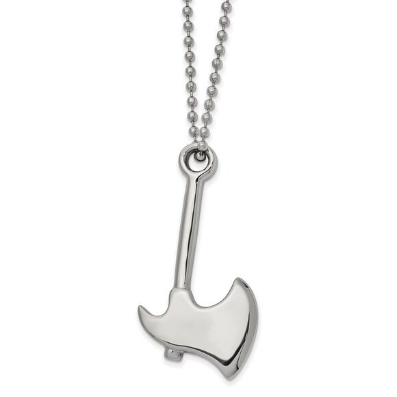 Men's Stainless Steel Large 3D Hatchet Necklace 22 Inch